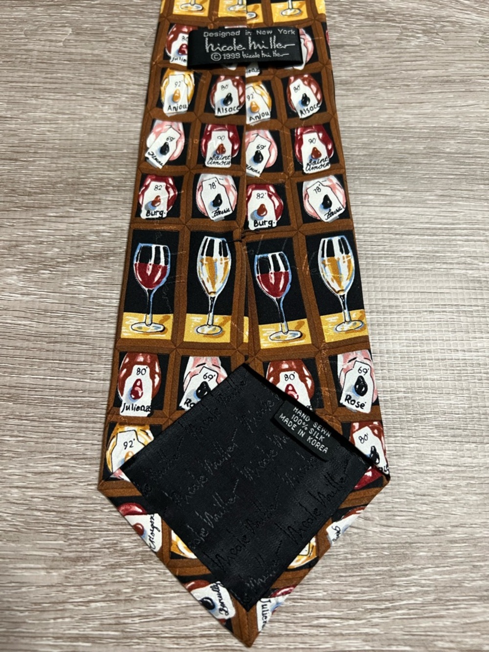 Vintage Nicole Miller Novelty Wine glass Men's silk Tie - Picture 4 of 8
